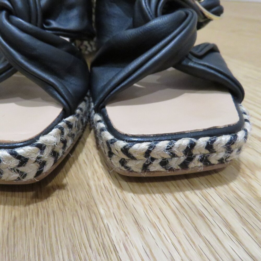 GAIMO Karoo Black Leather Cross Over Slip On Jute Platform Clog Sandals 10.5 - Picture 8 of 15